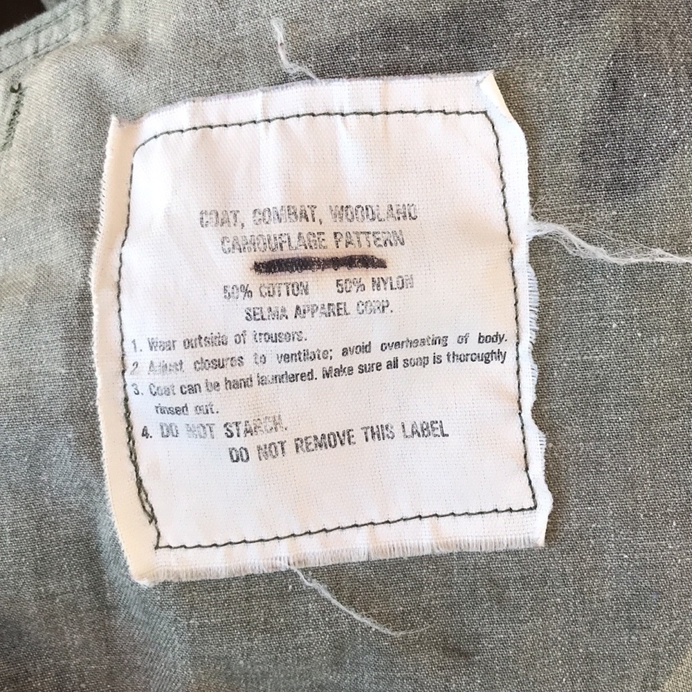 VTG Military Issue Woodland Camo Combat Coat, L-XL - Picture 6 of 6